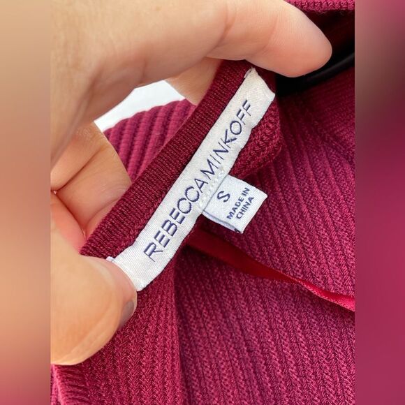 Rebecca Minkoff Magri in Wine Ribbed Knit Cutout Zip Back Dress small - Picture 7 of 13